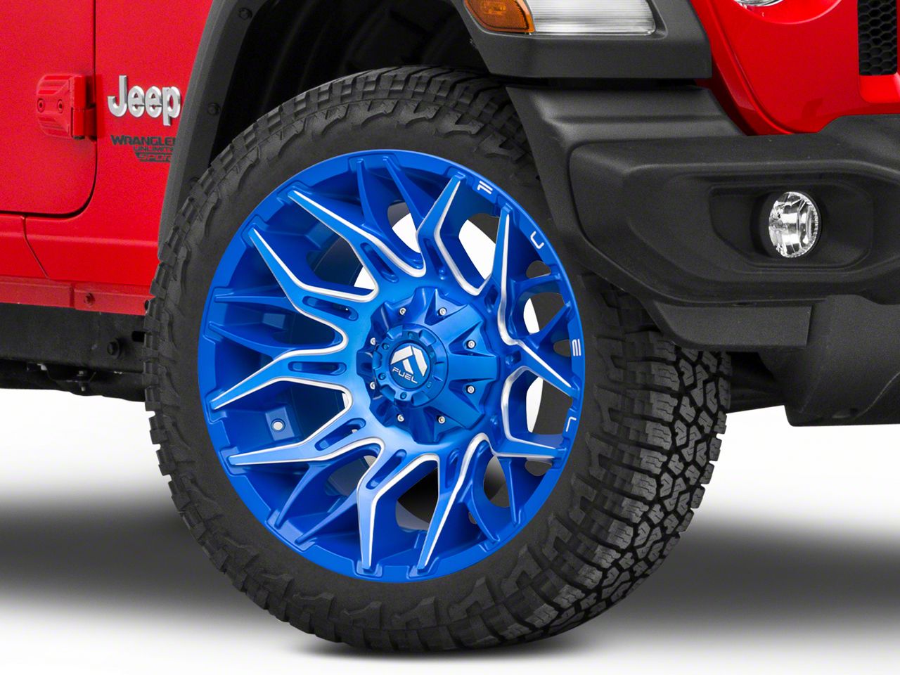 Fuel Wheels Jeep Wrangler Twitch Anodized Blue Milled Wheel; 22x10