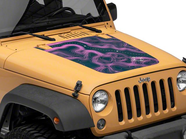 SEC10 Topographical Hood Decal; Pink (07-18 Jeep Wrangler JK)