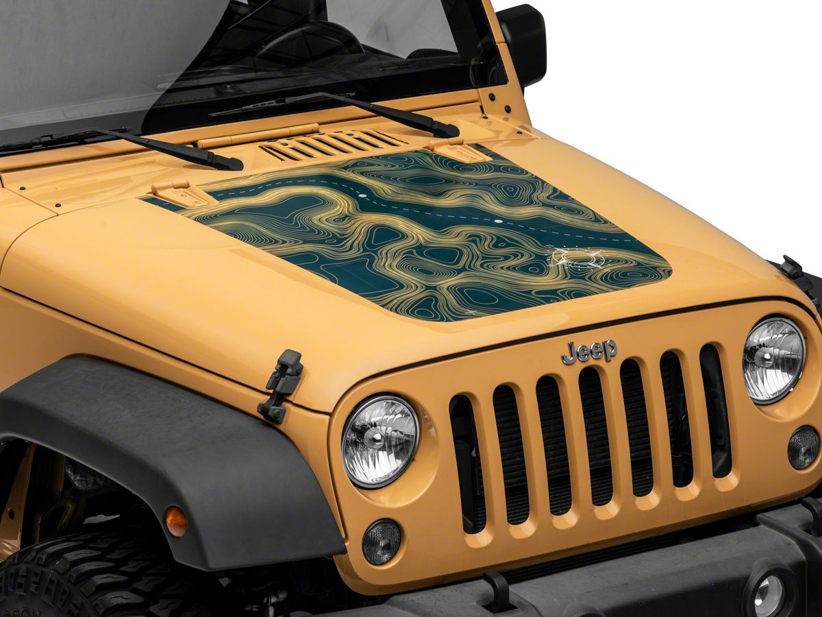 SEC10 Jeep Wrangler Topographical Hood Decal; Tan J167622 (07-18 Jeep  Wrangler JK) - Free Shipping
