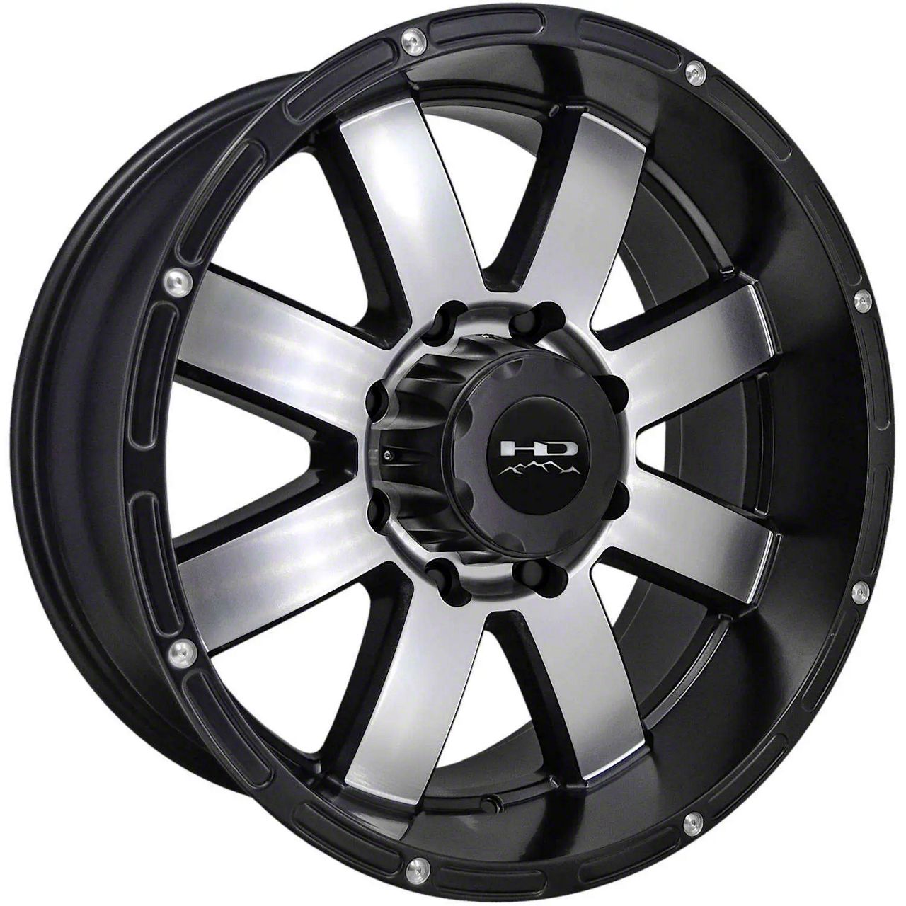 HD OffRoad Wheels Jeep Wrangler 8 Point Satin Black Machined Wheel