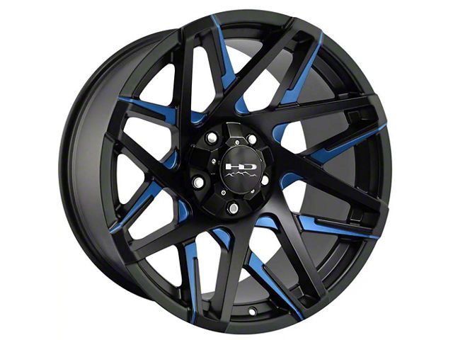 HD Off-Road Wheels Canyon Satin Black Milled with Blue Clear Wheel; 20x10 (11-21 Jeep Grand Cherokee WK2)
