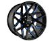 HD Off-Road Wheels Canyon Satin Black Milled with Blue Clear Wheel; 20x10 (07-18 Jeep Wrangler JK)