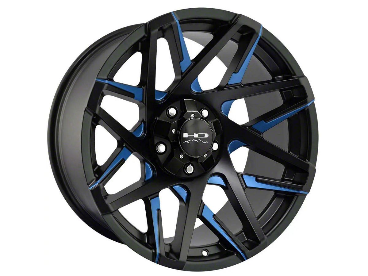 HD Off-Road Wheels Jeep Wrangler Canyon Satin Black Milled with Blue Clear  Wheel; 20x10 CY201056-25ML3-BL (07-18 Jeep Wrangler JK) - Free Shipping