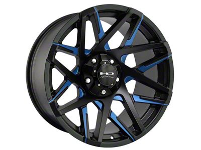 HD Off-Road Wheels Canyon Satin Black Milled with Blue Clear Wheel; 20x10 (20-24 Jeep Gladiator JT)