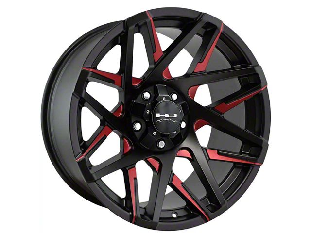 HD Off-Road Wheels Canyon Satin Black Milled with Red Clear Wheel; 20x10 (05-10 Jeep Grand Cherokee WK)