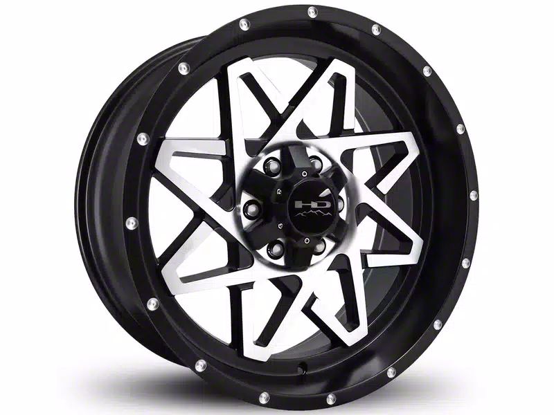 HD OffRoad Wheels Jeep Wrangler Gridlock Satin Black Machined Wheel