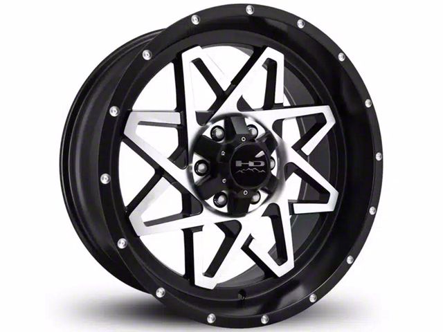 HD Off-Road Wheels Gridlock Satin Black Machined Wheel; 20x10 (18-24 Jeep Wrangler JL)