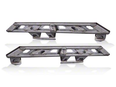 EVO Manufacturing Rock Sliders with Slider Step Plates; Bare Aluminum (18-24 Jeep Wrangler JL 4-Door)