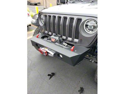 EVO Manufacturing Alumilite Stubby Front Bumper with Factory Fog Light Openings; Bare Aluminum (18-23 Jeep Wrangler JL)