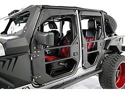 Fab Fours Full Surround Front Tube Doors; Bare Steel (07-18 Jeep Wrangler JK)