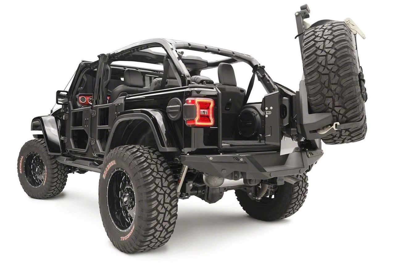 Fab Fours Jeep Wrangler Slant Back Spare Tire Carrier; Matte Black ...