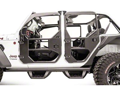 Fab Fours Full Surround Rear Tube Doors; Bare Steel (18-24 Jeep Wrangler JL 4-Door)