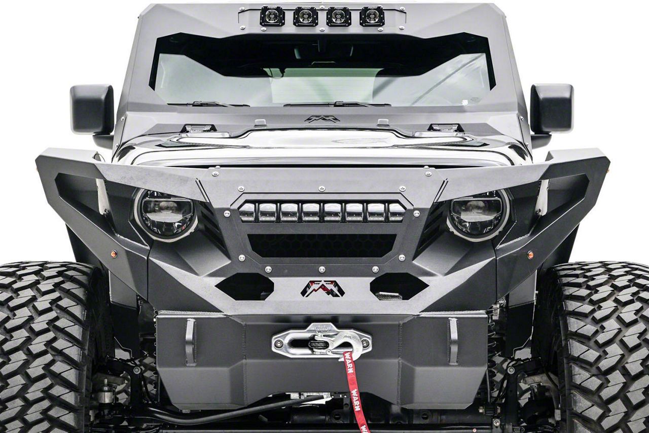 Fab Fours Grumper 20-Inch LED Light Bar Mount; Matte Black (18-23 Jeep Wrangler JL)