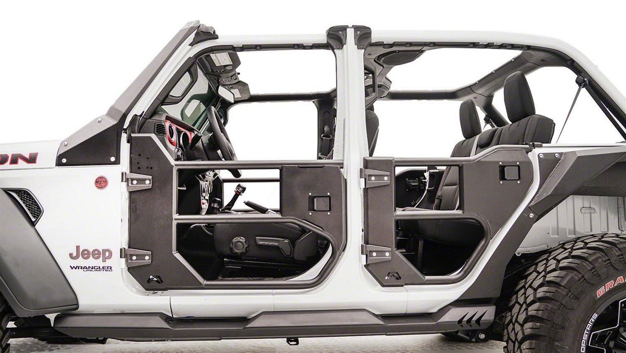 Fab Fours Half Rear Tube Doors; Bare Steel (20-23 Jeep Gladiator JT)