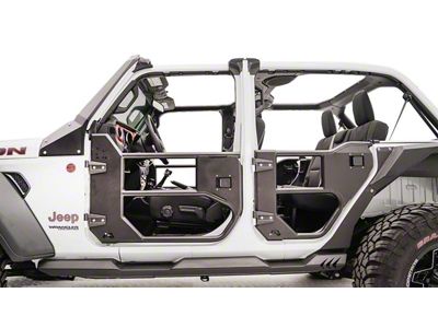 Fab Fours Half Rear Tube Doors; Bare Steel (18-24 Jeep Wrangler JL 4-Door)