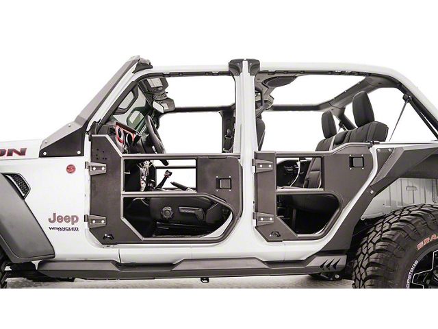 Fab Fours Half Rear Tube Doors; Bare Steel (18-24 Jeep Wrangler JL 4-Door)