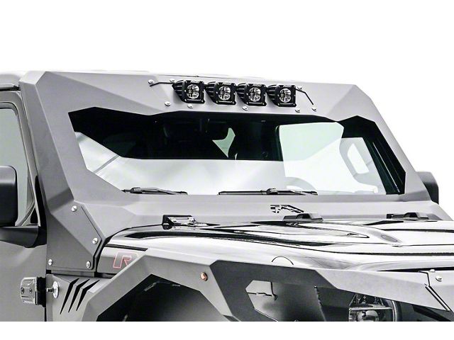 Fab Fours ViCowl Windshield Protector Cube Light Insert; Bare Steel (20-24 Jeep Gladiator JT, Excluding Mojave)