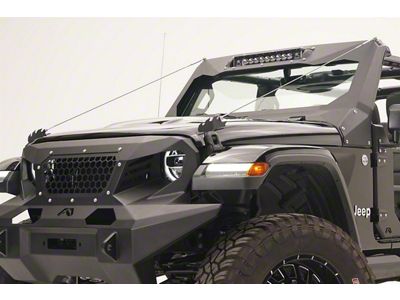 Fab Fours ViCowl Windshield Protector Limb Riser; Matte Black (18-24 Jeep Wrangler JL, Excluding 4xe)