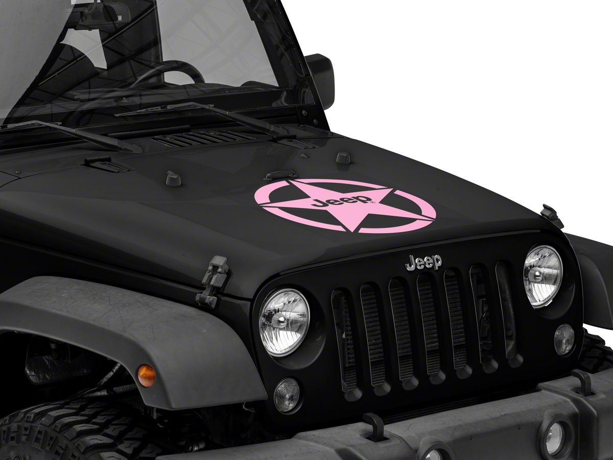 Officially Licensed Jeep Jeep Wrangler Jeep Star Accent Decal; Pink and  Black J168140 (87-18 Jeep Wrangler YJ, TJ & JK) - Free Shipping