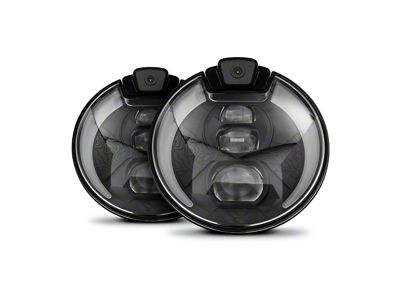 PROJECT X 7-Inch ELITE OPTX Headlights with Integrated Camera; Black Housing; Clear Lens (97-18 Jeep Wrangler TJ & JK)