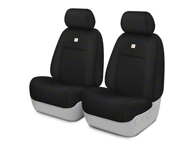Covercraft Carhartt Super Dux PrecisionFit Custom Front Row Seat Covers; Black (07-10 Jeep Wrangler JK 2-Door w/ Dual Lever on Seat Bottom & Passenger Side Lever Seat Back & w/o Seat Air Bags)