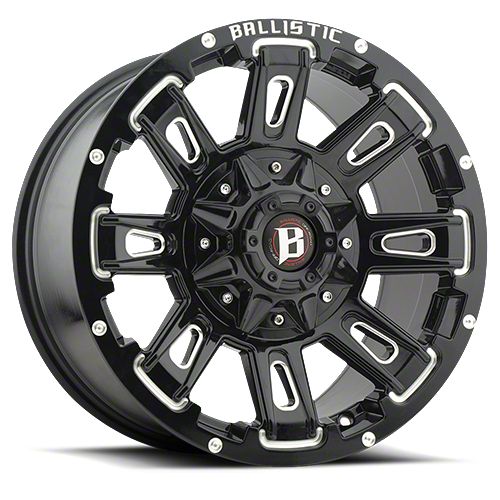 Ballistic Ravage Gloss Black Milled Wheel; 17x9 (93-98 Jeep Grand Cherokee ZJ)