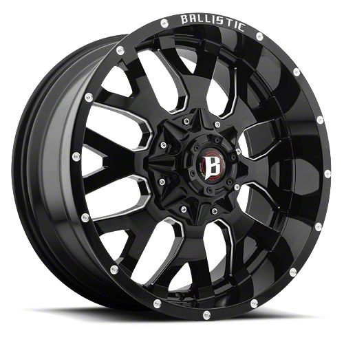 Ballistic Tank Gloss Black Milled Wheel; 17x9 (93-98 Jeep Grand Cherokee ZJ)