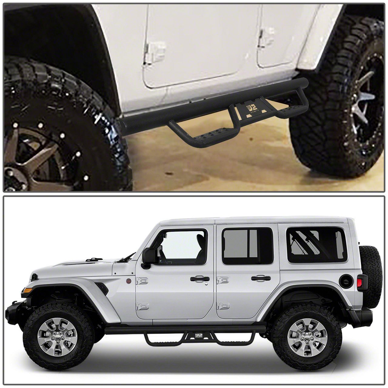 Jeep Wrangler 3Inch Round Drop Side Step Bars; Textured Black (1824 Jeep Wrangler JL 4Door