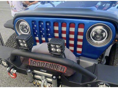 Grille Insert; American Flag with Candy Apple Sparkling Paint (97-06 Jeep Wrangler TJ)