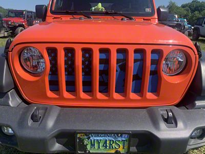 Grille Insert; Climbing Black and Blue American Flag (20-24 Jeep Gladiator JT)