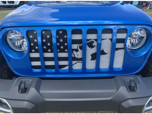 Grille Insert; Climbing Black and White American Flag (20-24 Jeep Gladiator JT)
