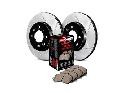 StopTech Sport Axle Slotted Brake Rotor and Pad Kit; Front (07-18 Jeep Wrangler JK)