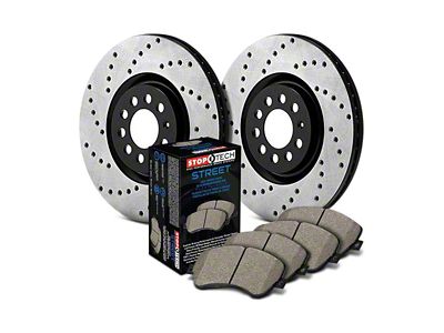 StopTech Street Axle Drilled Brake Rotor and Pad Kit; Front (1999 Jeep Wrangler TJ w/ 3-Inch Cast Rotors; 00-06 Jeep Wrangler TJ)