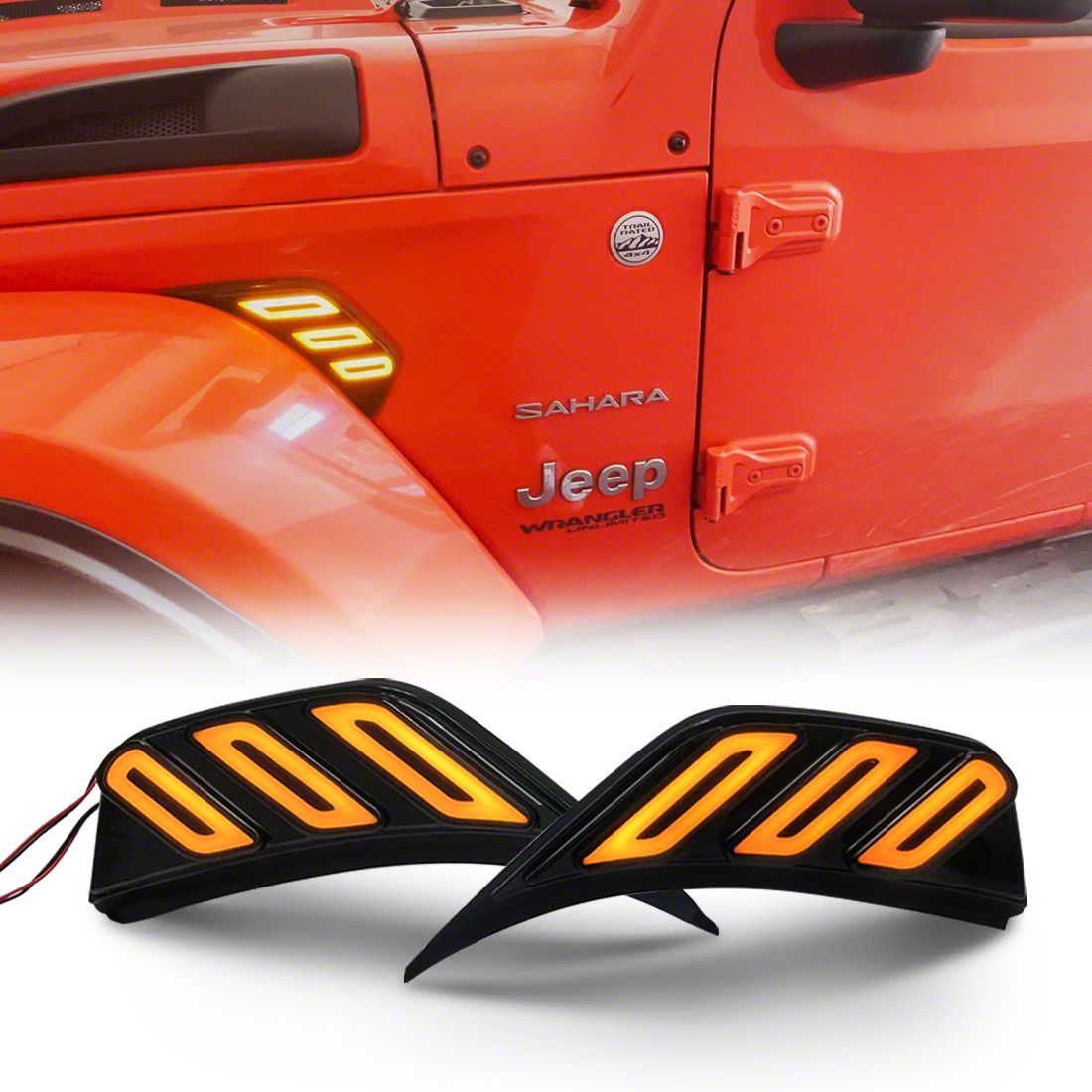 American Modified Front Fender Side Marker Lights with Sequenal Turn Signal (18-23 Jeep Wrangler JL)