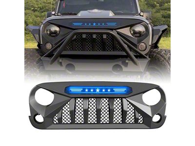 American Modified Gladiator Grille with Blue 5 Star Lights Bar (07-18 Jeep Wrangler JK)
