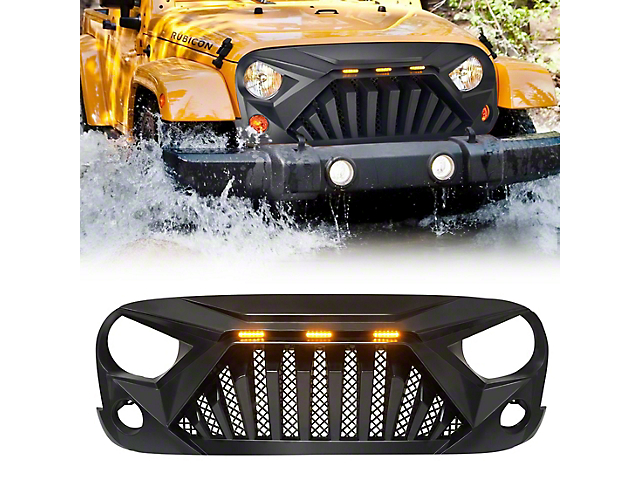American Modified Goliath Grille with LED Amber Lights (07-18 Jeep Wrangler JK)