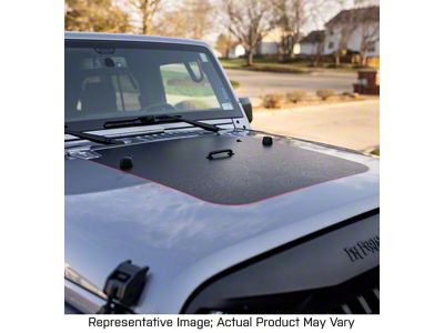 Topographic Map Hood Graphic; Black with Gloss Black Outline (07-18 Jeep Wrangler JK)