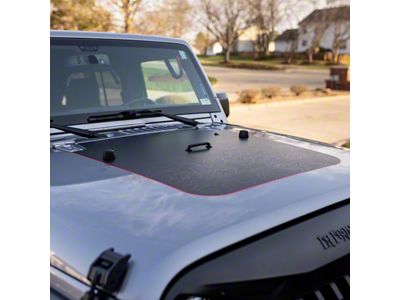 Topographic Map Hood Graphic; Black with Red Outline (07-18 Jeep Wrangler JK)
