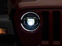 American Modified 9-Inch LED Halo Headlights with Start-up Animation; Black Housing; Clear Lens (20-23 Jeep Gladiator JT)