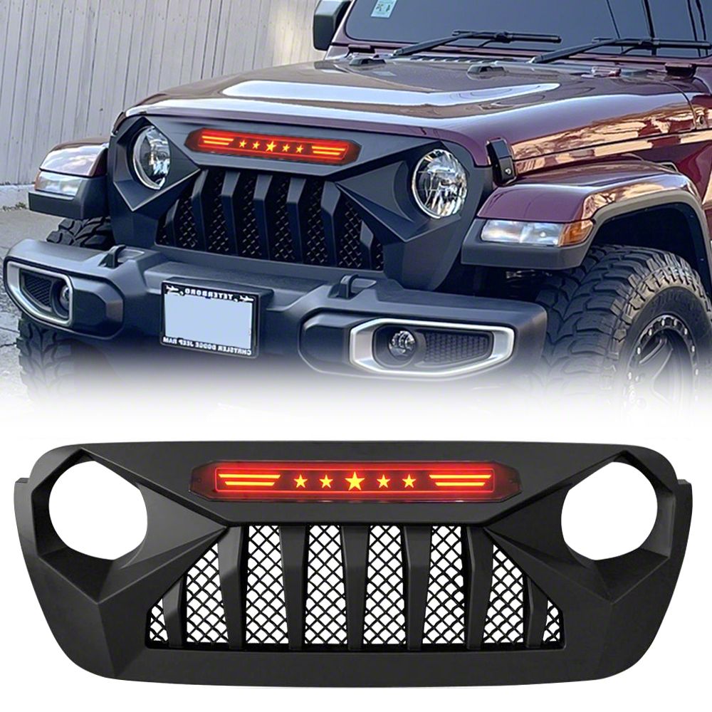 American Modified Jeep Gladiator Demon Grille With Red 5 Star Led 