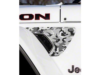 Fender Vent Premium Wrap Decal; Black and White Camo (18-24 Jeep Wrangler JL)