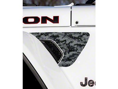 Fender Vent Premium Wrap Decal; Black Digital Camo (18-24 Jeep Wrangler JL)