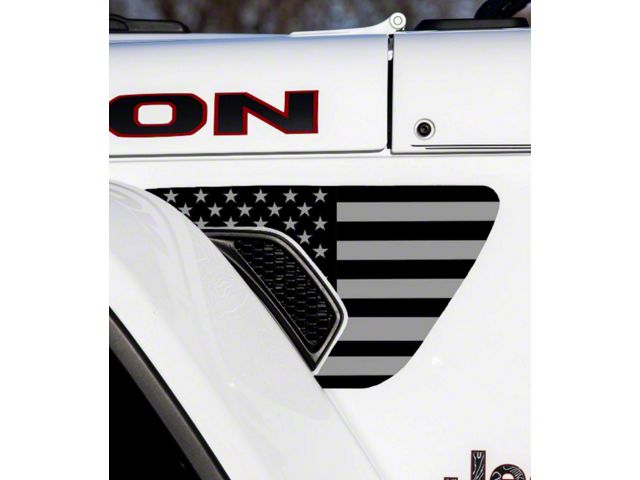 FLAG Fender Vent Premium Wrap Decal; Black and Gray (18-24 Jeep Wrangler JL)