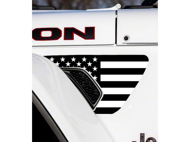FLAG Fender Vent Premium Wrap Decal; Black and White (18-24 Jeep Wrangler JL)