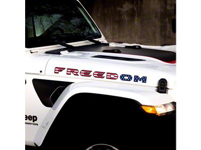 FREEDOM Hood Lettering Decals; Stars and Stripes (Universal; Some Adaptation May Be Required)