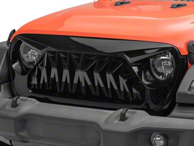 American Modified Shark Grille; Glossy Black (18-23 Jeep Wrangler JL)