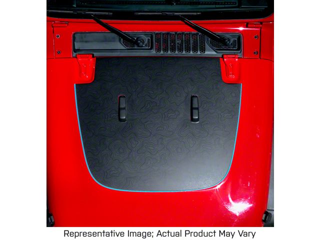 Topographic Map Hood Graphic; Black with Red Outline (20-24 Jeep Gladiator JT, Excluding Rubicon)