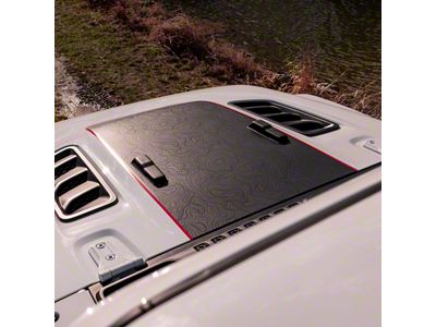 Topographic Map Hood Graphic; Black with Red Outline (18-24 Jeep Wrangler JL Rubicon)