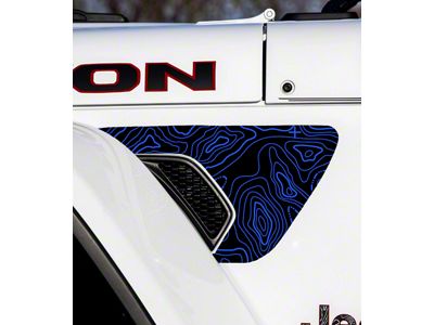 Topographical Map Fender Vent Premium Wrap Decal; Blue (18-24 Jeep Wrangler JL)
