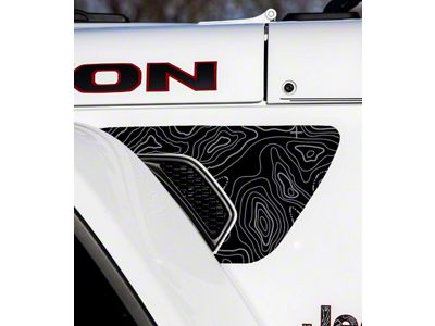 Topographical Map Fender Vent Premium Wrap Decal; Gray (20-24 Jeep Gladiator JT)